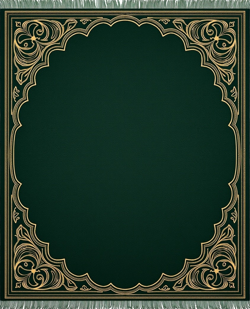 Ornate Gold Green Archway Garden Rug