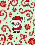 Santa Candy Cane Red Floral Background Rug