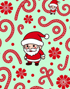 Santa Candy Cane Red Floral Background Rug