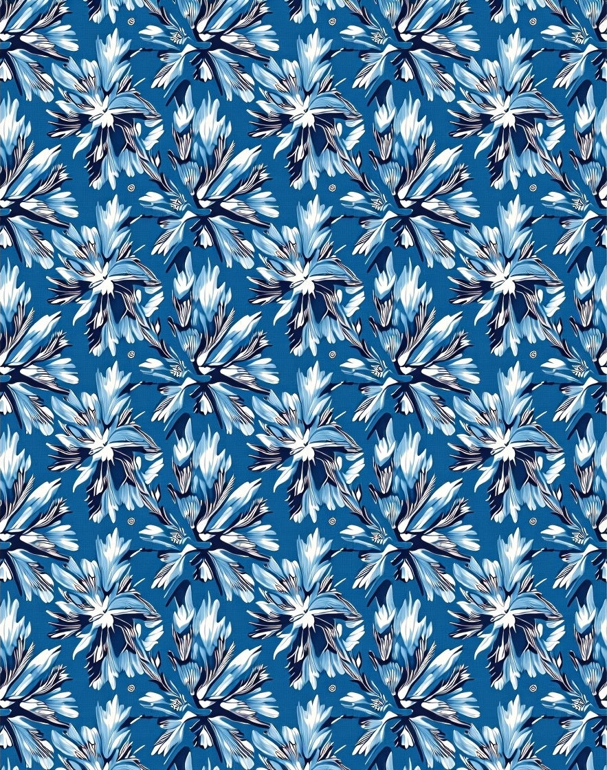 Bold Azure Floral Explosion Rug