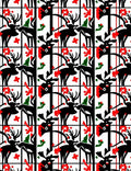 Black White Red Deer Stripe Rug