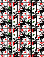 Black White Red Deer Stripe Rug