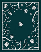 Teal Snowflake Swirl Border Rug