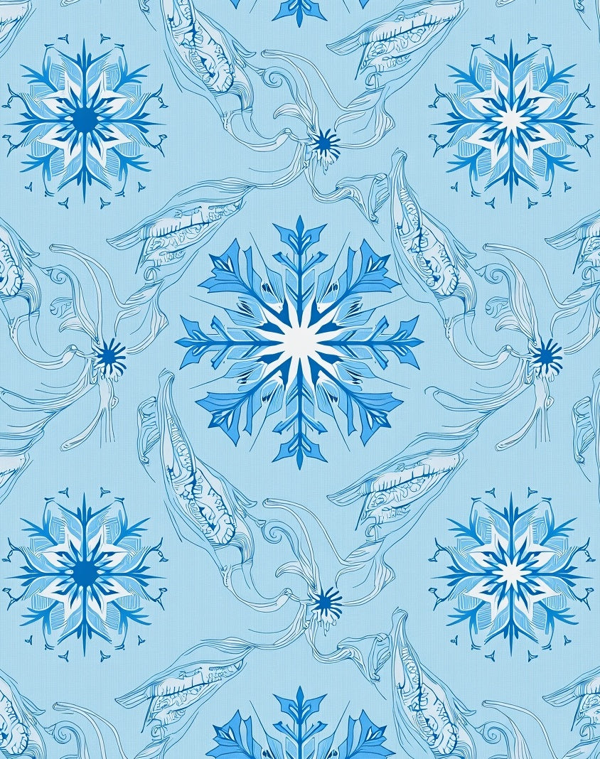 Winter Blue Snowflake Swirl Rug