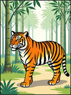 Bold Orange Tiger Bamboo Forest Rug