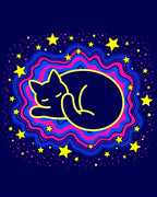 Cosmic Sleeping Cat Starry Night Rug