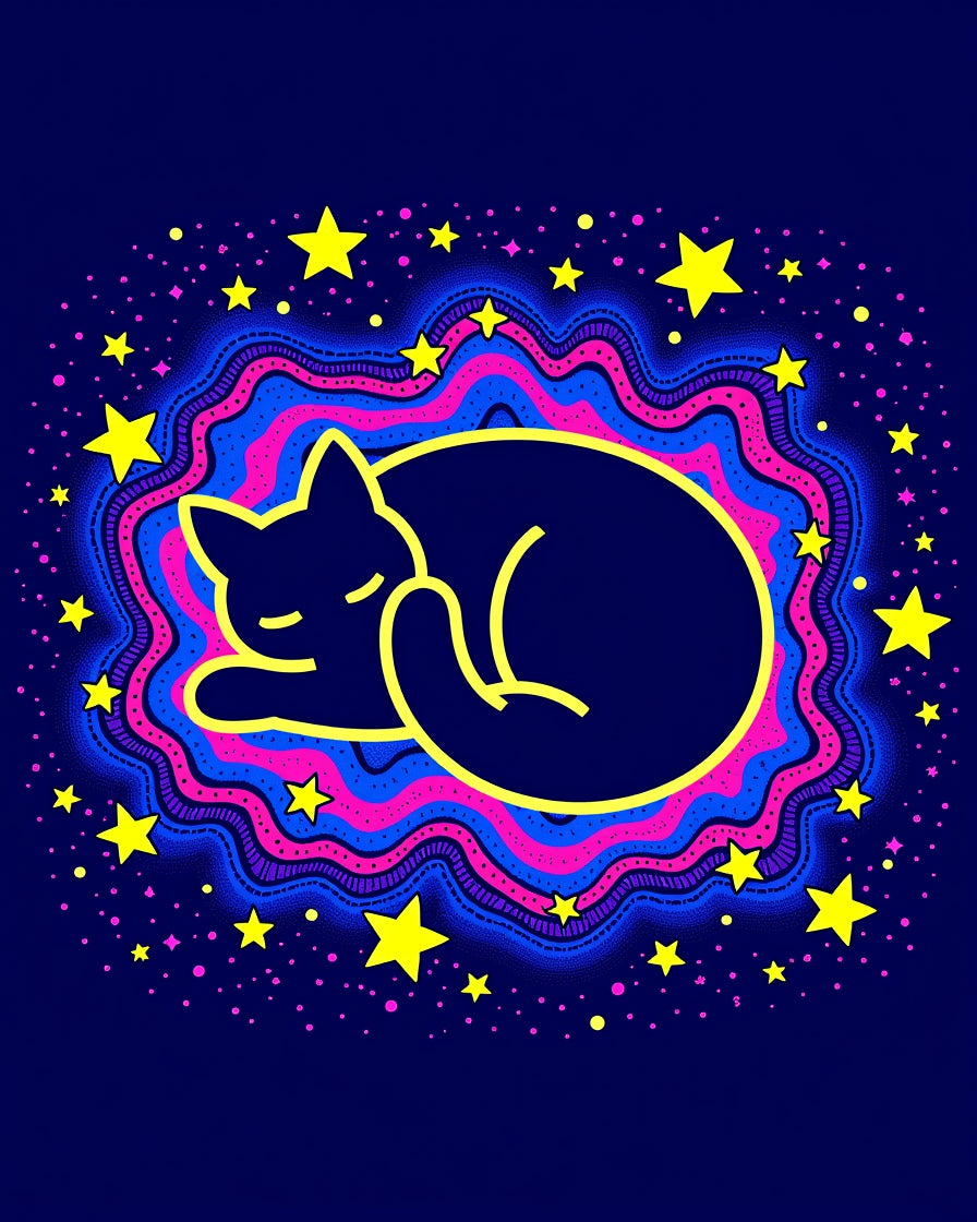 Cosmic Sleeping Cat Starry Night Rug