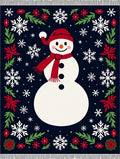 Whimsical Snowman Red Floral Snowflakes Rug