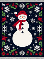 Whimsical Snowman Red Floral Snowflakes Rug