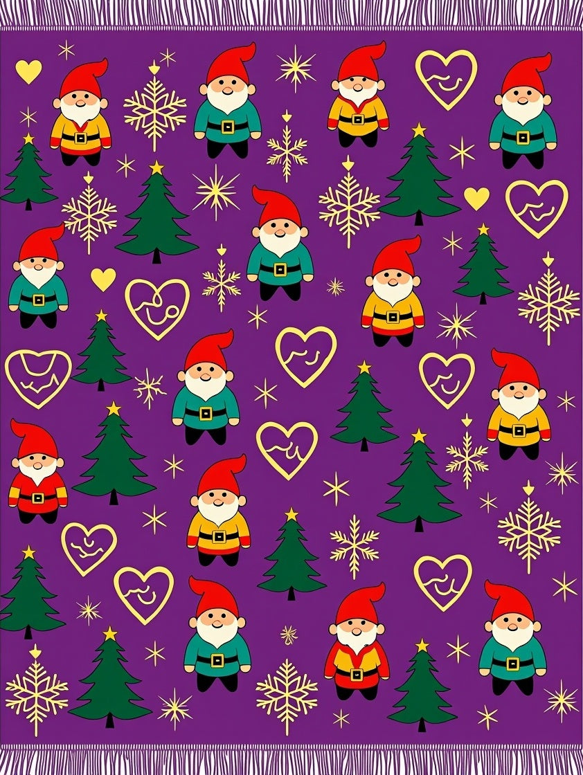 Festive Gnome Christmas Tree Heart Collection Rug