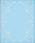 Pale Blue White Outline Floral Arrangement Rug