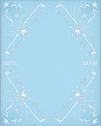 Pale Blue White Outline Floral Arrangement Rug