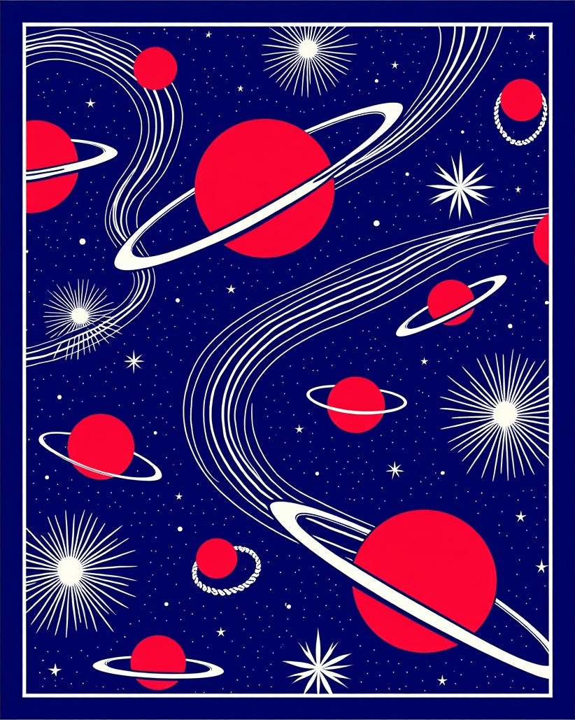 Crimson Space Galaxy Abstract Swirls Rug