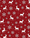 Crimson Reindeer Snowflake Meadow Rug