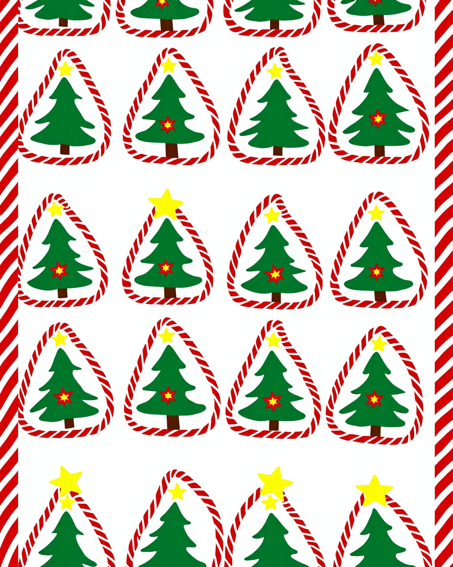 Red Green Christmas Tree Candy Cane Border Rug