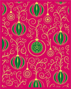 Vibrant Pink Green Ornament Garland Rug