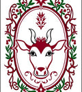 Crimson Deer Oval Folk Art Rug