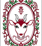Crimson Deer Oval Folk Art Rug