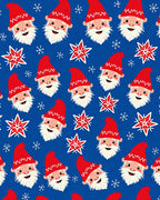 Jolly Red Gnomes Blue Snowflakes Rug
