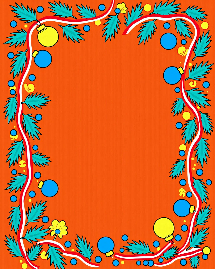 Festive Orange Tree Bauble Garland Rug
