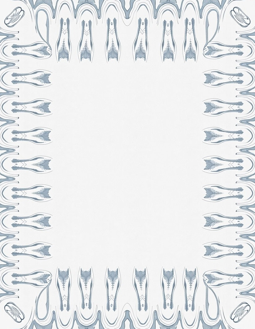 Pale Blue Art Nouveau Floral Frame Rug