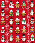 Festive Snowman Character Collage Red Rug