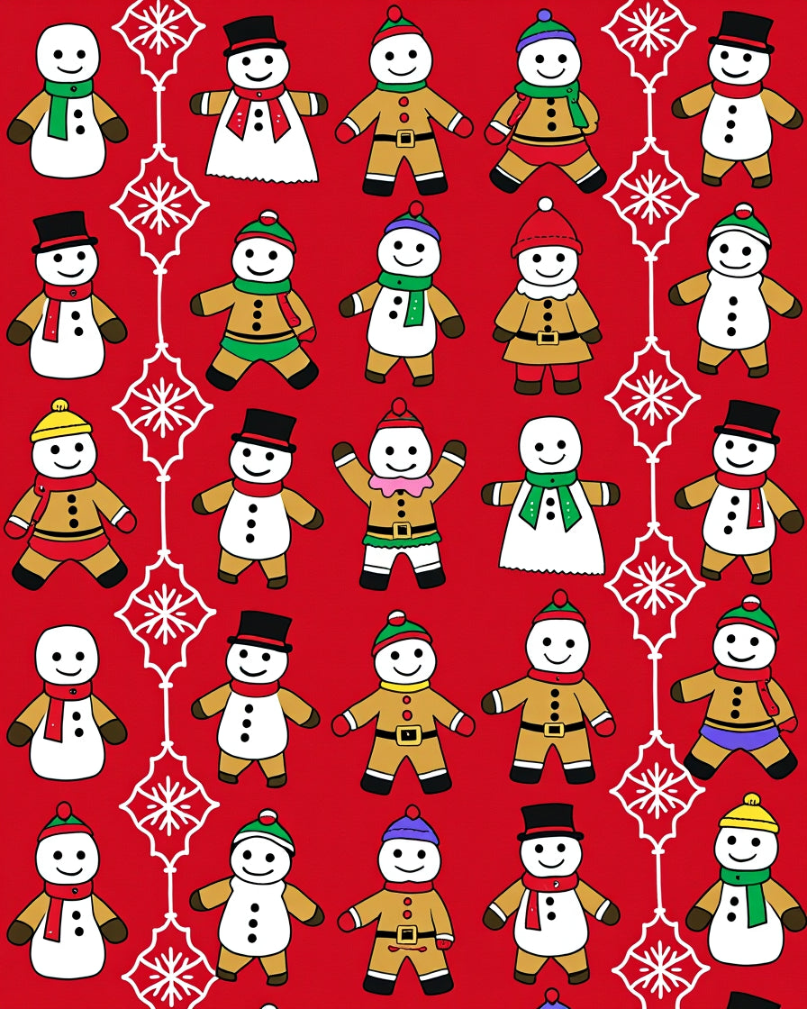 Festive Snowman Character Collage Red Rug