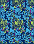 Vibrant Blue Green Floral Swirl Rug