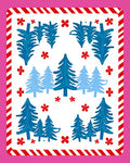 Blue Evergreen Forest with Red Accents Rug