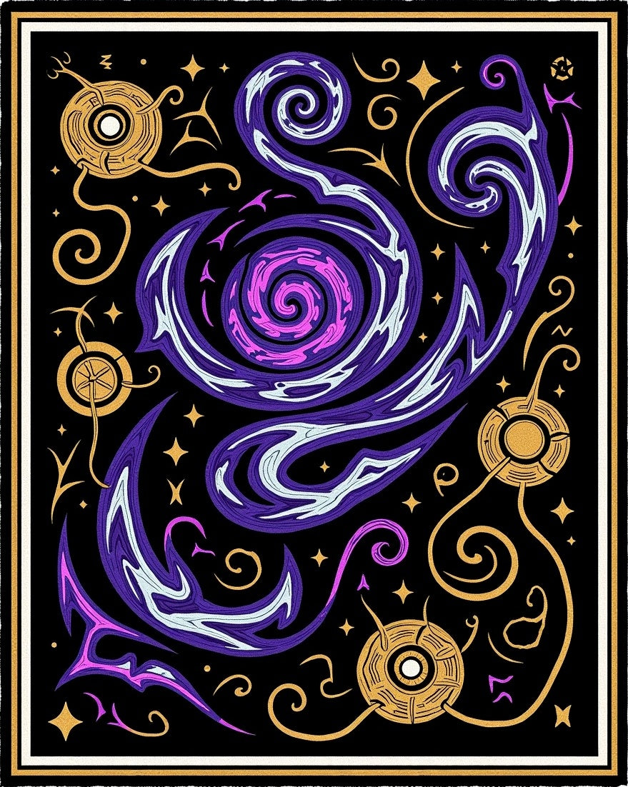 Cosmic Purple Swirl Golden Orb Rug