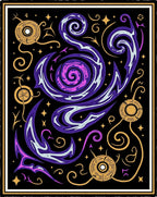 Cosmic Purple Swirl Golden Orb Rug