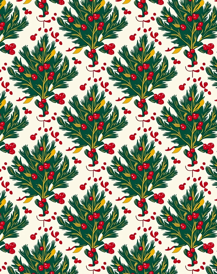 Christmas Holly Berry Garland Rug