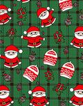 Green Plaid Santa Claus Christmas Ornaments Rug
