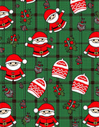 Green Plaid Santa Claus Christmas Ornaments Rug