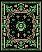 Vibrant Green Floral Scrollwork Rug