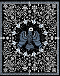 Mysterious Black Bird Floral Scroll Rug