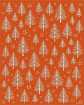 White Pine Trees and Stars Orange Rug