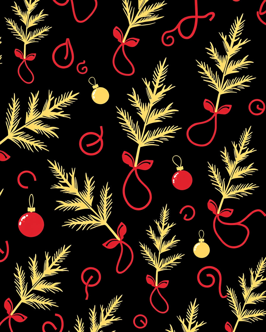 Red Gold Spruce Christmas Ornaments Rug