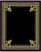 Golden Black Ornate Leaf Border Rug