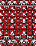 Red Black White Folk Art Snowflakes Rug