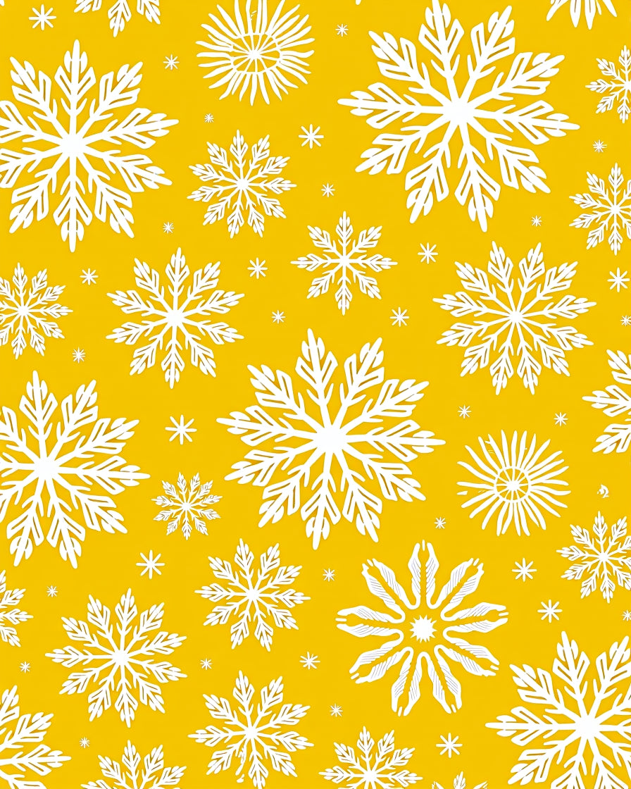 Golden Yellow White Snowflake Medley Rug