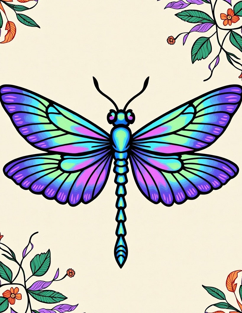 Vibrant Purple Blue Green Dragonfly Art Rug
