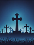 Midnight Blue Cemetery Cross Silhouette Rug