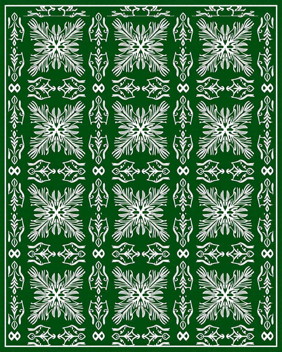 Elegant Emerald White Paisley Floral Rug
