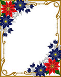 Red Blue Floral Accent Border Rug