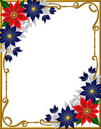 Red Blue Floral Accent Border Rug