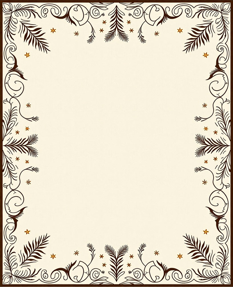 Deep Brown Fern Scroll Frame Accents Rug