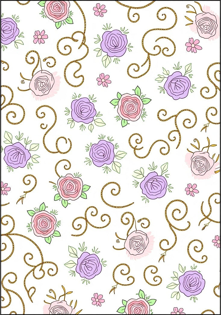 Pastel Roses Swirls Garden Rug