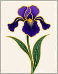 Deep Purple Iris Floral Outline Rug