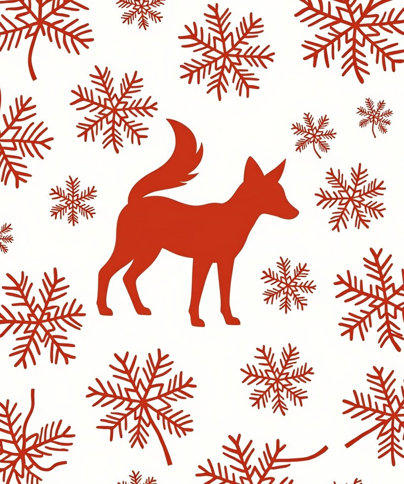 Red Fox Snowflake Winter Whimsical Rug